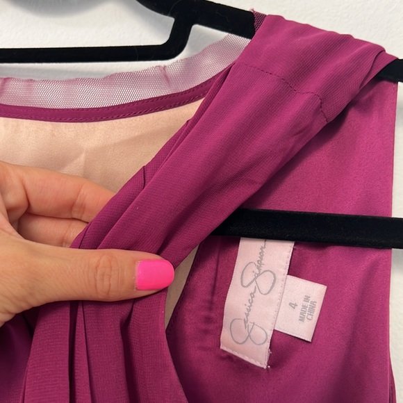 Magenta Pleated Dress, Size 4 - Picture 4 of 5
